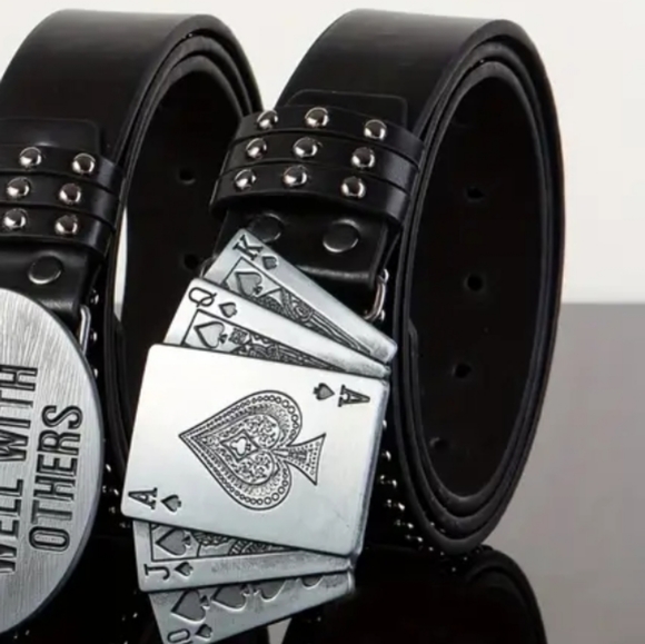 Doesn't play well with others 47" belt &  buckle set. Ace of spades not … - Picture 6 of 6